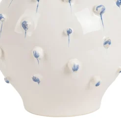 Vase dame jeanne en grès blanc et bleu h25cm - Delicio