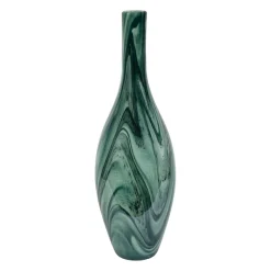 Vase dame-jeanne en verre vert et blanc h50cm - Silicio