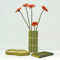 Vase en céramique kaki H23cm