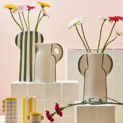 Vase en grès écru et noir h24cm - Lumi