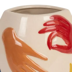 Vase en porcelaine avec mains multicolore h22.5cm - Visage-Arty