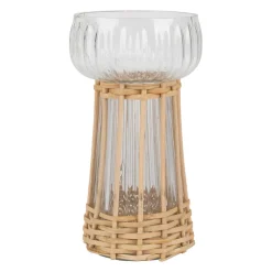 Vase en verre et bambou naturel h15cm - Vanier