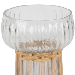 Vase en verre et bambou naturel h15cm - Vanier
