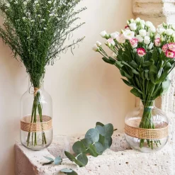 Vase en verre et rotin naturel h35cm - Fantine