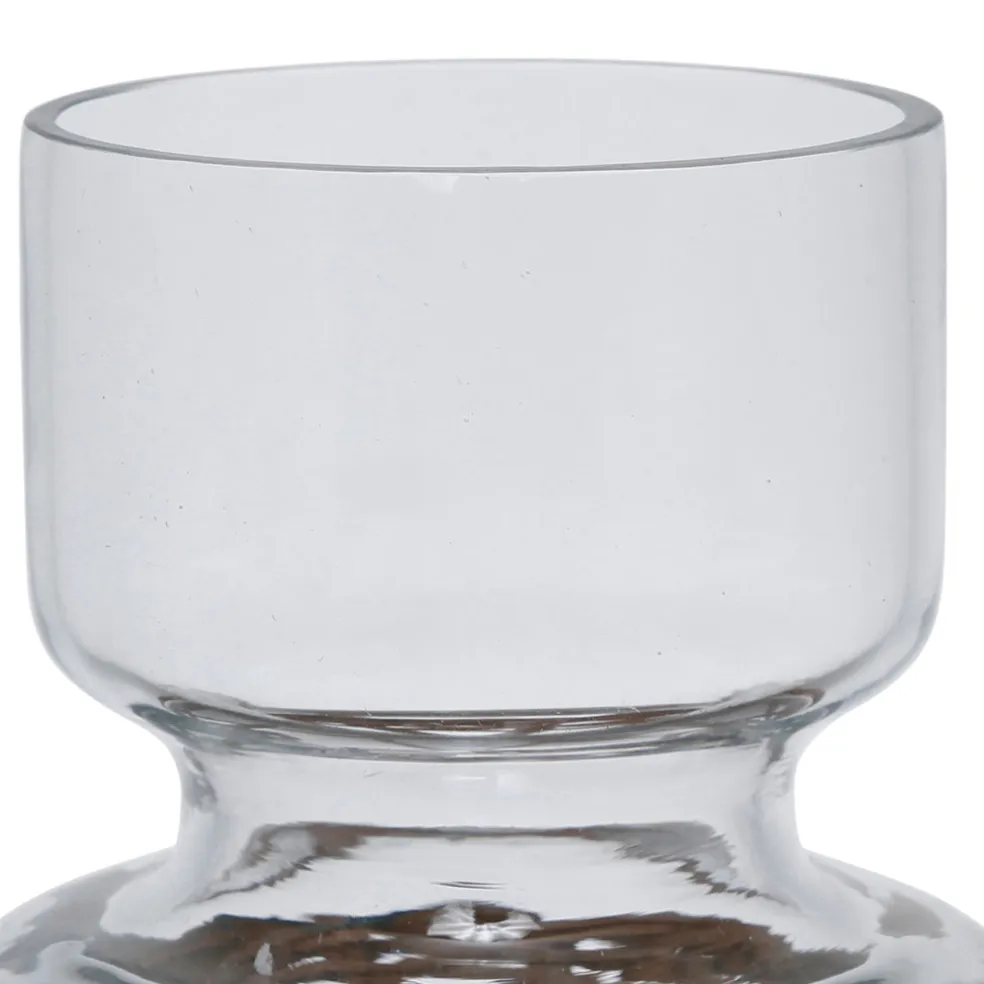 Vase en verre et rotin naturel foncé h26cm - Fantine