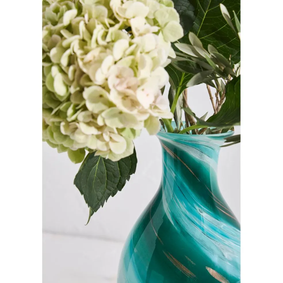 Vase en verre émeraude et doré h32cm - Sablon