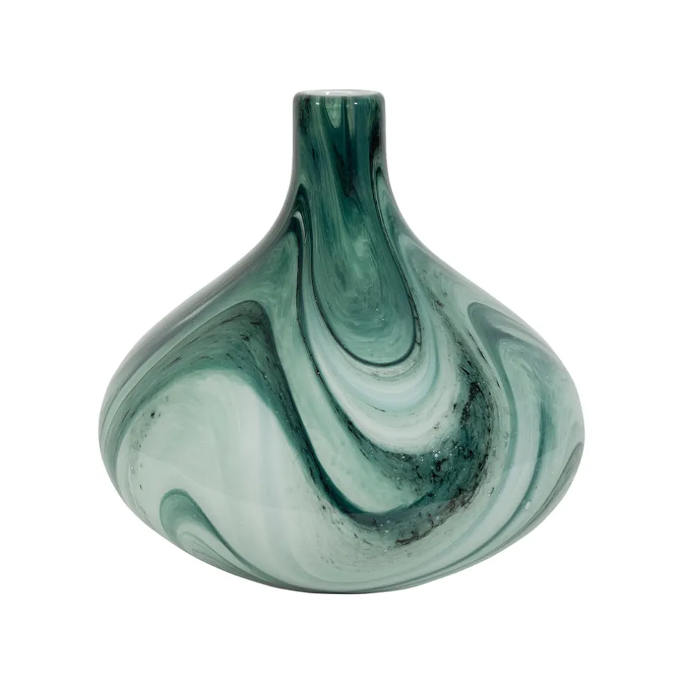 Vase en verre vert et blanc h22cm - Silicio