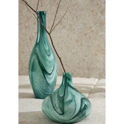Vase en verre vert et blanc h22cm - Silicio