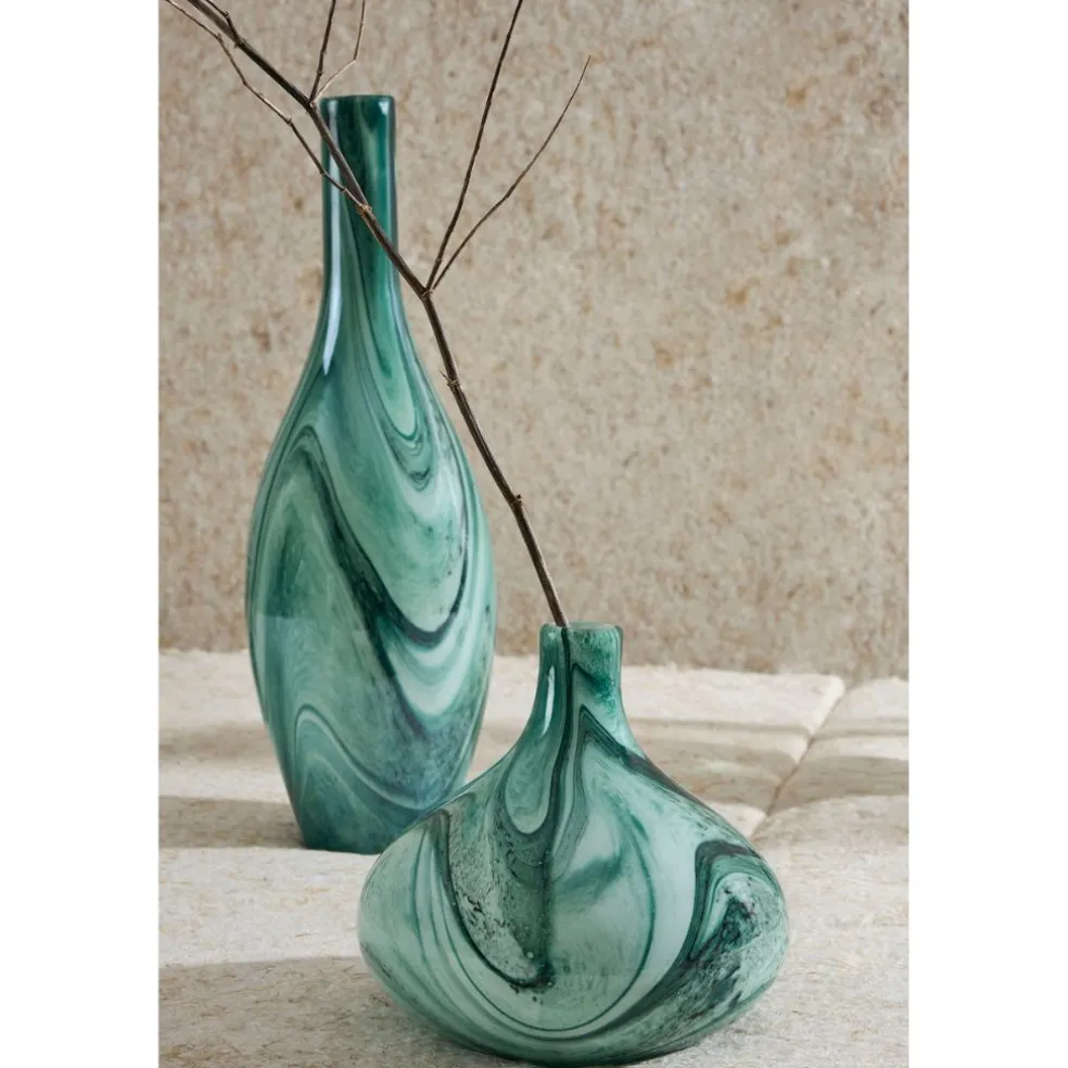 Vase en verre vert et blanc h22cm - Silicio