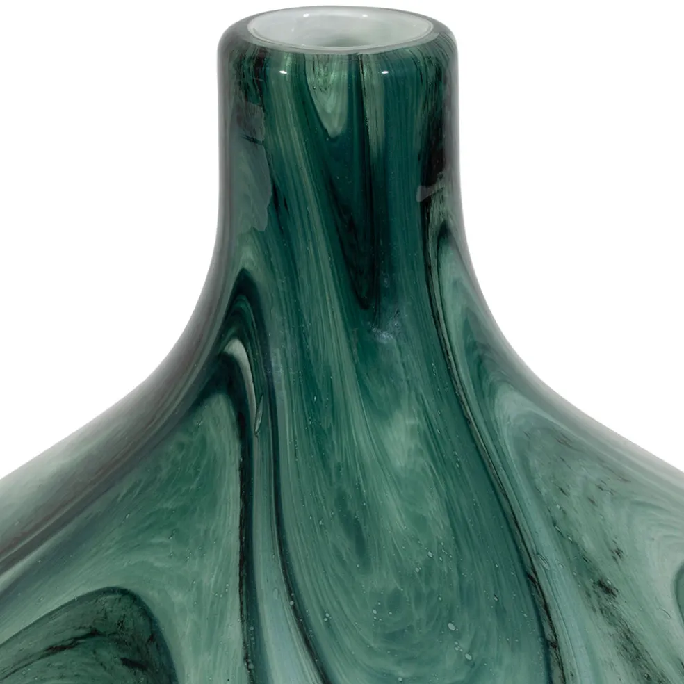 Vase en verre vert et blanc h22cm - Silicio
