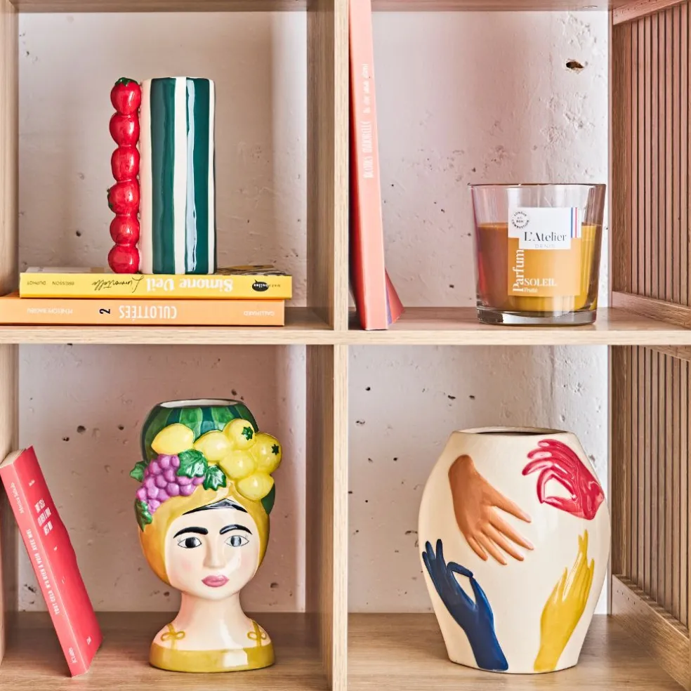 Vase femme citron en dolomite multicolore h24.5cm - Mocoa