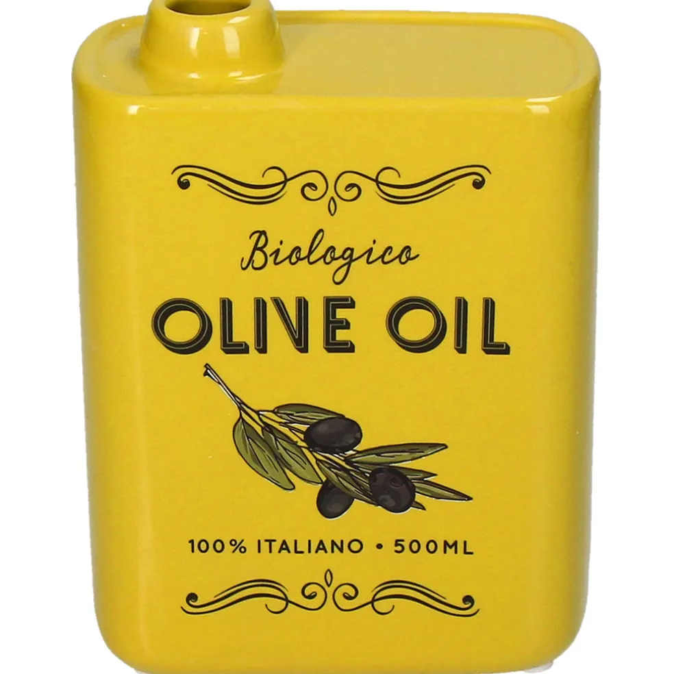 Vase huile d'olive en faïence jaune h17cm