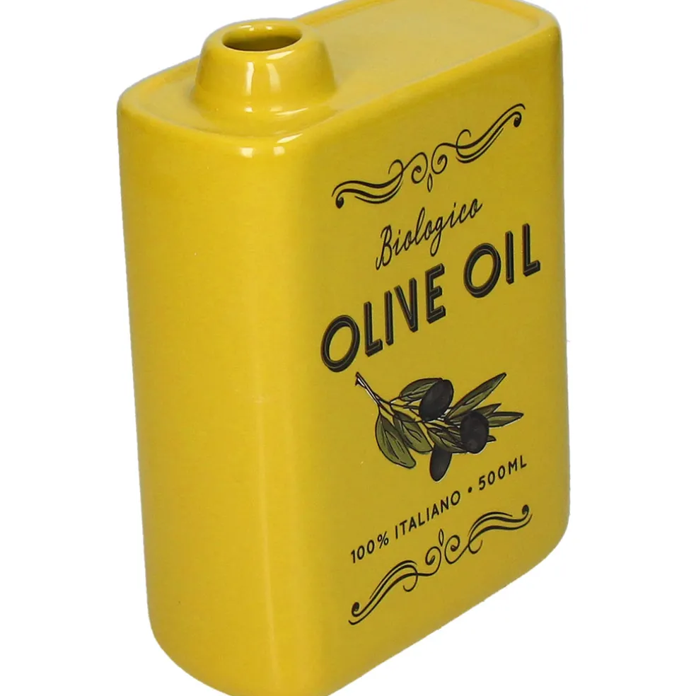 Vase huile d'olive en faïence jaune h17cm