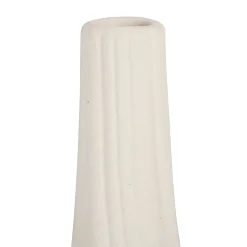 Vase long bouteille blanc cassé en faience - plisse