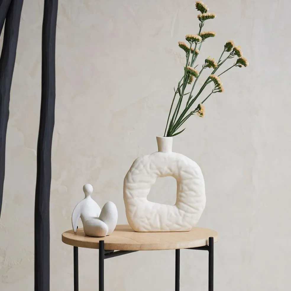 Vase organique en grès beige h25cm - Greeka