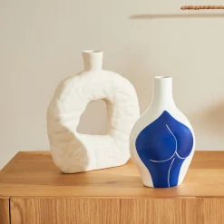 Vase organique en grès beige h25cm - Greeka