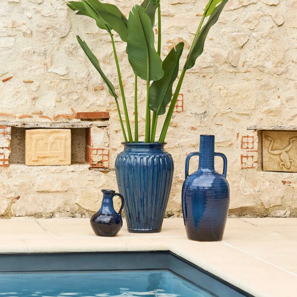 Vase pichet en grès indigo h24cm - Mijas