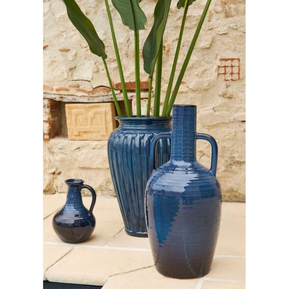 Vase pichet en grès indigo h24cm - Mijas