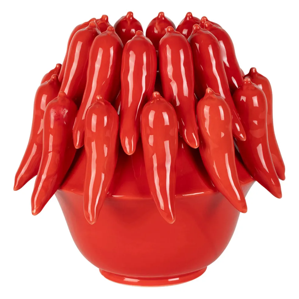 Vase Piment en dolomite rouge h18cm