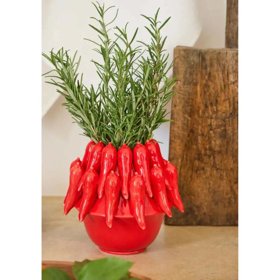 Vase Piment en dolomite rouge h18cm