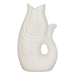 Vase Poisson en gres blanc h39cm