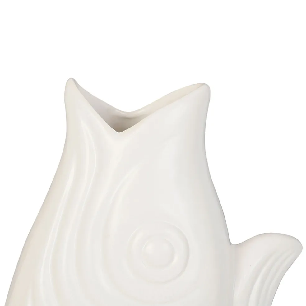 Vase Poisson en gres blanc h39cm