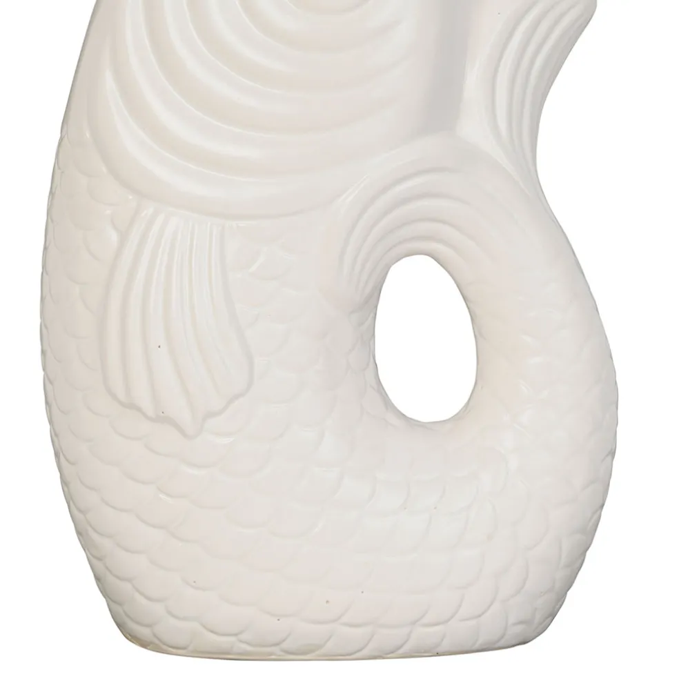 Vase Poisson en gres blanc h39cm