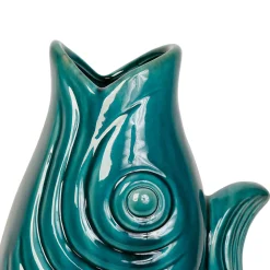 Vase Poisson en gres vert emeraude h39cm