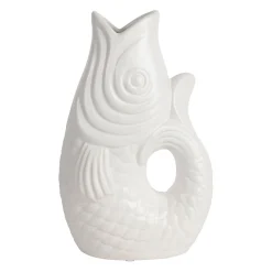 Vase poisson en grès blanc h30.5cm - mer