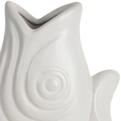 Vase poisson en grès blanc h30.5cm - mer