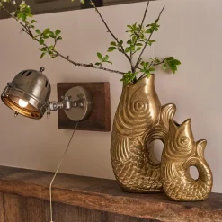 Vase poisson en grès doré h30.5 cm - Mer