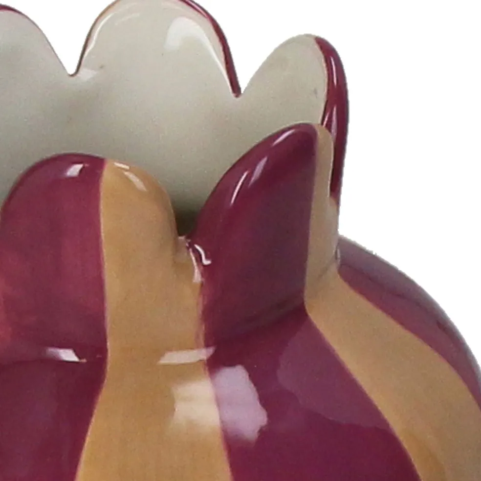 Vase rayures grès violet 10x10x16cm