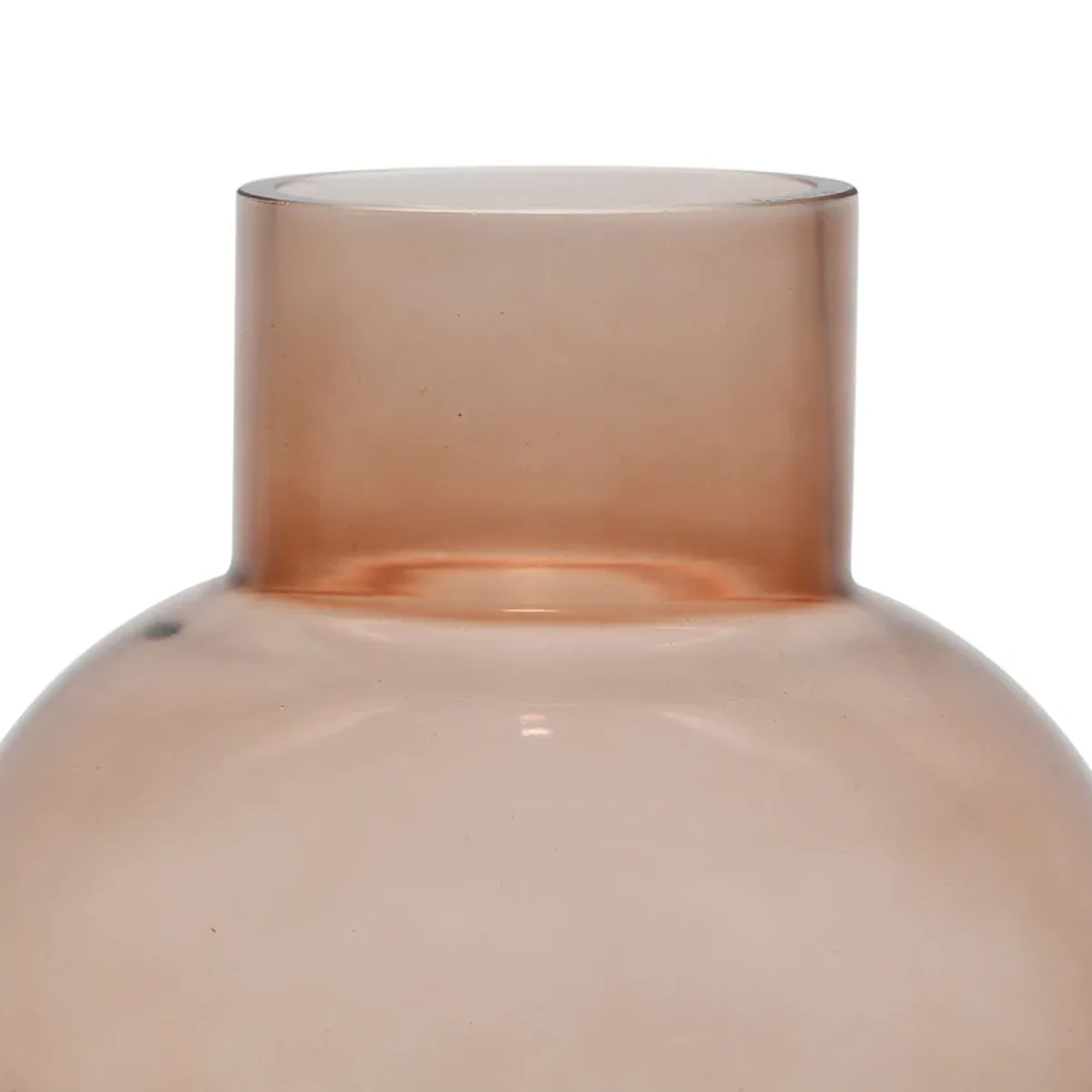 Vase rond brun en verre - madeira