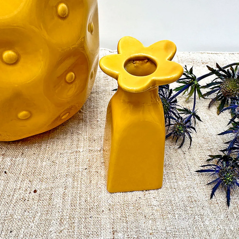 Vase soliflore en faïence safran h11cm