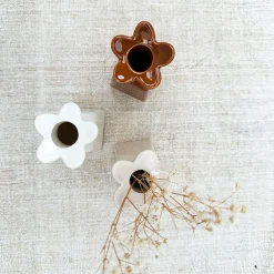 Vase soliflore en faïence sable h11cm