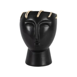 Vase visage en dolomite noir h14cm - Visage-Arty