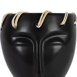 Vase visage en dolomite noir h14cm - Visage-Arty