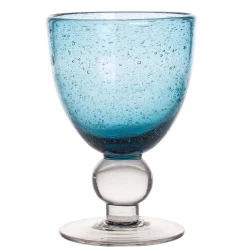 Verre à pied 28cl artisan bullé bleu