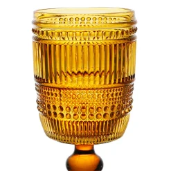 Verre à pied en verre ambre 30cl - strie