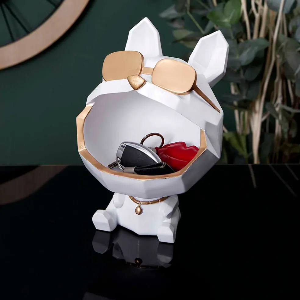 Vide poche chien lunettes blanc