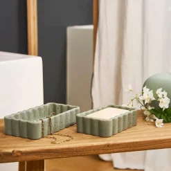 Vide poche en grès sauge moucheté 14x10cm - Aurore