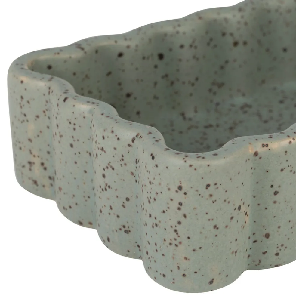 Vide poche en grès sauge moucheté 18x10cm - Aurore