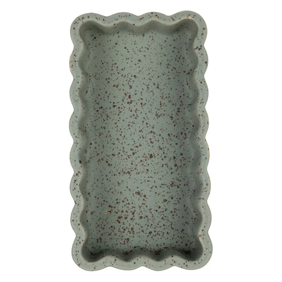 Vide poche en grès sauge moucheté 18x10cm - Aurore