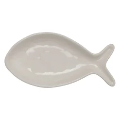 Vide poche poisson en dolomite écru 20x10cm