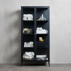 Vitrine en métal 4 étagères h190cm - carmel